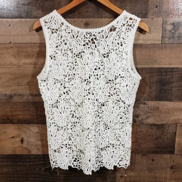 Loft NWOT crochet knit floral tank top woman's size small - Picture 5 of 7